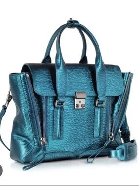 3.1 Phillip Lim Metallic Teal Pebbled Leather Satchel